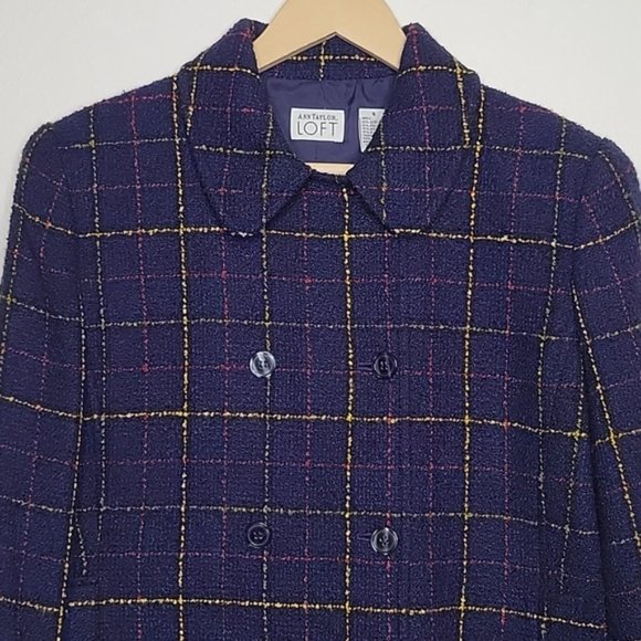 Loft Wool Blend Double Breasted Plaid Blazer - Picture 2 of 10